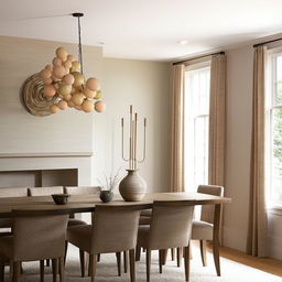 warm neutral color dining room