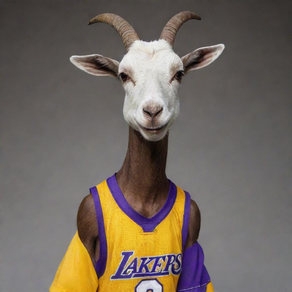 A playful and respected Basketball GOAT wearing a Los Angeles Lakers jersey. It bears Kobe Bryant's nimble posture and competitive facial expression.