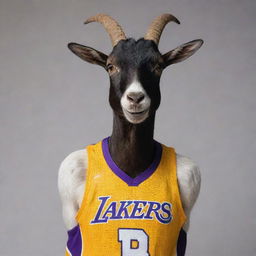 A playful and respected Basketball GOAT wearing a Los Angeles Lakers jersey. It bears Kobe Bryant's nimble posture and competitive facial expression.