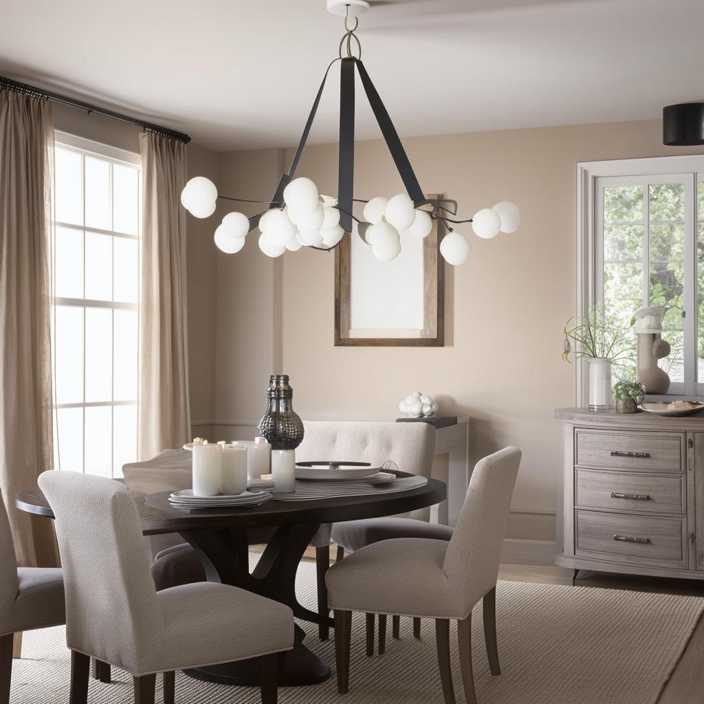 warm neutral color dining room