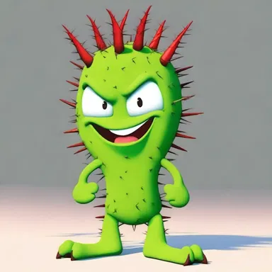 The cartoon character had a setose appearance, with prickly thorns all over its body.