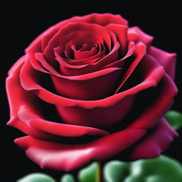 A high-quality digital art image of a single, vibrant red rose