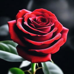 A high-quality digital art image of a single, vibrant red rose