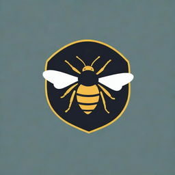 A modern logo featuring a bee, elements of books, and management symbolism