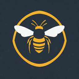 A modern logo featuring a bee, elements of books, and management symbolism