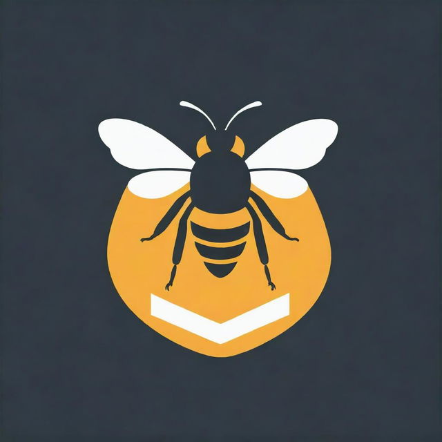 A modern logo featuring a bee, elements of books, and management symbolism