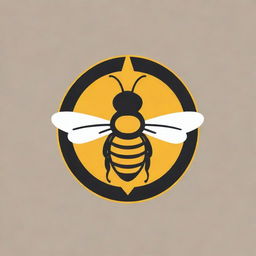 A modern logo featuring a bee, elements of books, and management symbolism