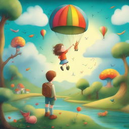 This is a high-quality digital art piece that captures a child's imaginative world