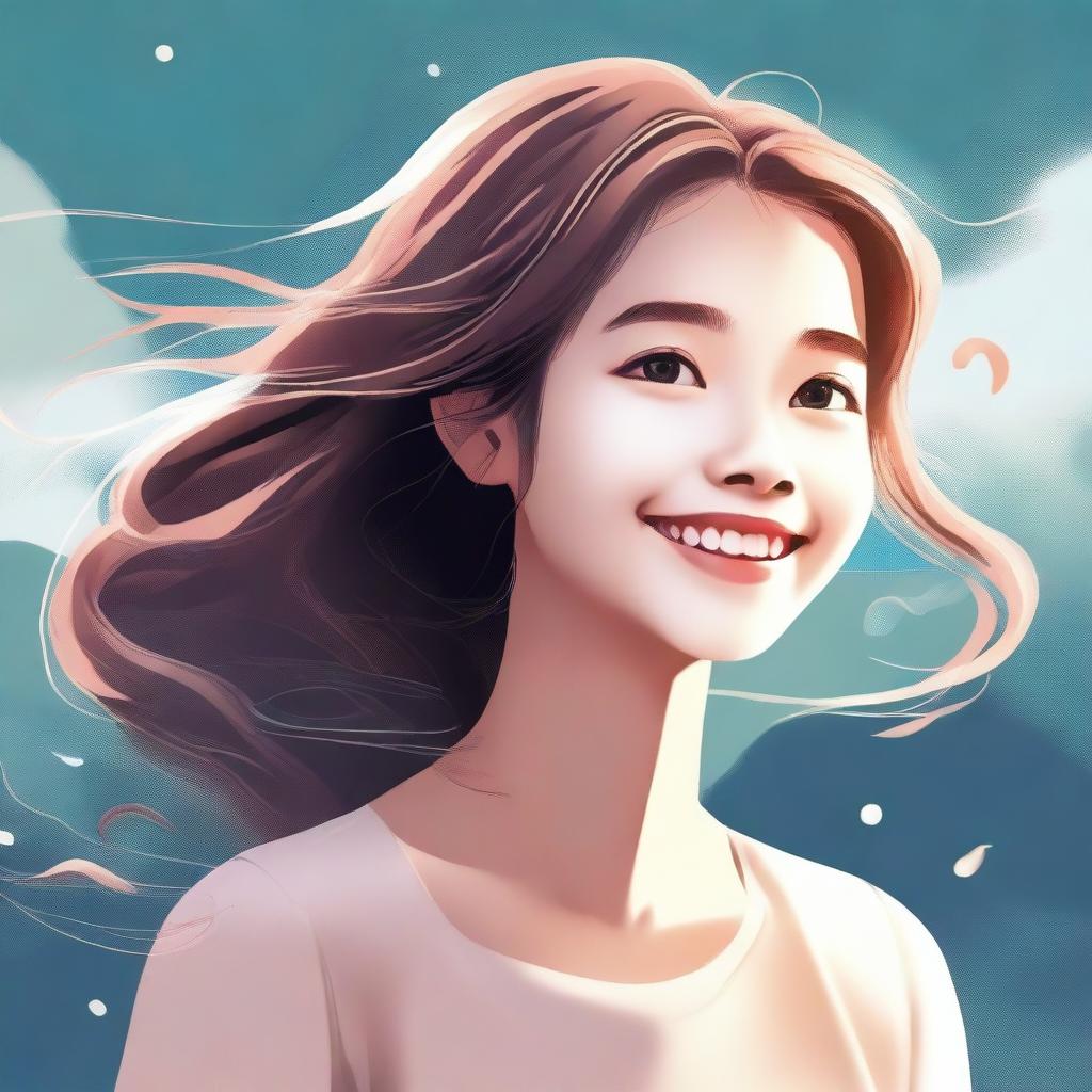 An image of a girl, illustrated in a high-quality digital art style