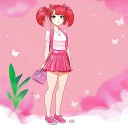 A high-quality digital art image of a very thin, short girl, depicted as someone's daughter