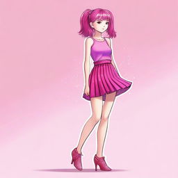 A high-quality digital art image of a very thin, short girl, depicted as someone's daughter