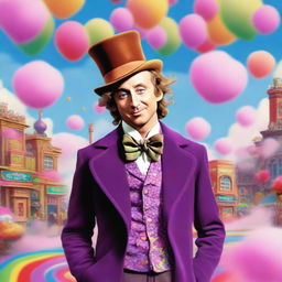 A high-quality digital art image that captures the whimsical world of Willy Wonka