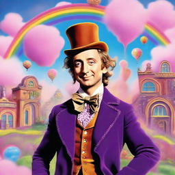 A high-quality digital art image that captures the whimsical world of Willy Wonka