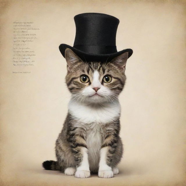 An artistic representation of a poem being told visually, featuring a cat with a hat as the main character.