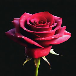 A high-quality digital art image vividly portraying a single, stunning red rose