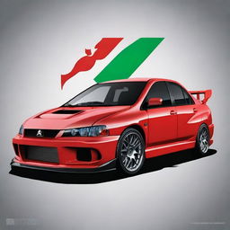 This is a high-quality digital art piece featuring a Mitsubishi Evolution 8