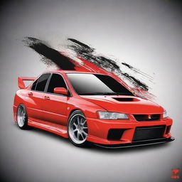 This is a high-quality digital art piece featuring a Mitsubishi Evolution 8