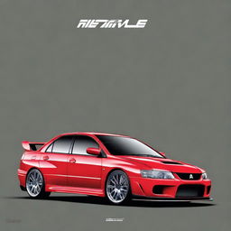 This is a high-quality digital art piece featuring a Mitsubishi Evolution 8