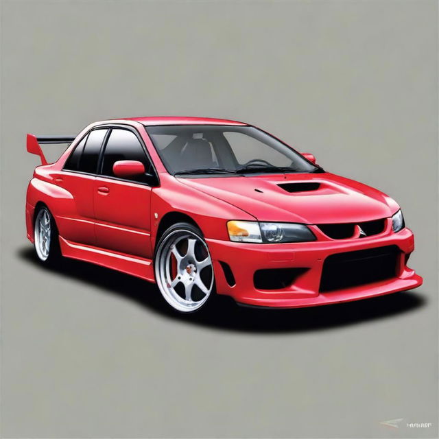 This is a high-quality digital art piece featuring a Mitsubishi Evolution 8