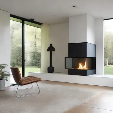 The sleek and modern design of the room included a built-in gas burner for heating.