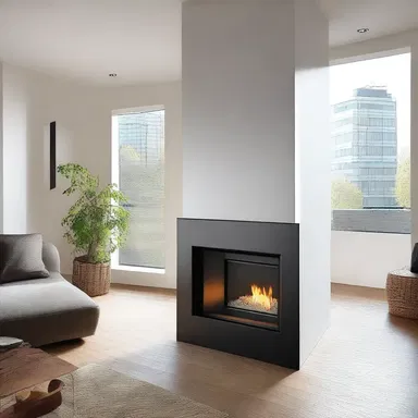 The sleek and modern design of the room included a built-in gas burner for heating.