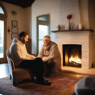 The couple enjoyed a romantic evening together, sitting by the fireplace and watching the flickering flames of the burner.