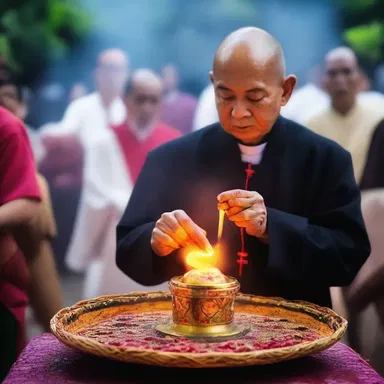 During the religious ceremony, the priest lit a burner filled with incense to create a fragrant and sacred atmosphere.