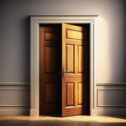 A high-quality digital art image that represents the proverb 'when one door closes, another one opens'