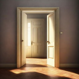 A high-quality digital art image that represents the proverb 'when one door closes, another one opens'