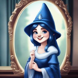 This is a high-quality digital art image portraying an elegant gnome noblewoman with a slightly creepy aura