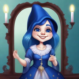 This is a high-quality digital art image portraying an elegant gnome noblewoman with a slightly creepy aura