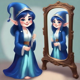 This is a high-quality digital art image portraying an elegant gnome noblewoman with a slightly creepy aura