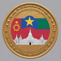 An image depicting official buildings, emblem, and symbols representing the government of Myanmar, illustrating transparency, unity, and commitment to the nation.