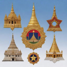 An image depicting official buildings, emblem, and symbols representing the government of Myanmar, illustrating transparency, unity, and commitment to the nation.