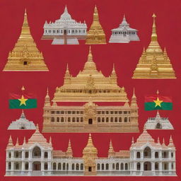 An image depicting official buildings, emblem, and symbols representing the government of Myanmar, illustrating transparency, unity, and commitment to the nation.