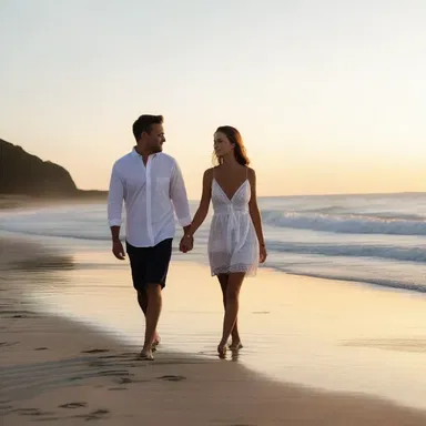 They both shared a romantic evening, walking hand in hand along the beach at sunset.