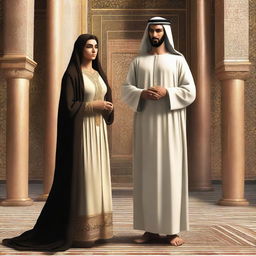 A high-quality digital art piece, showcasing a graceful Arab woman from the Umayyad era in Damascus