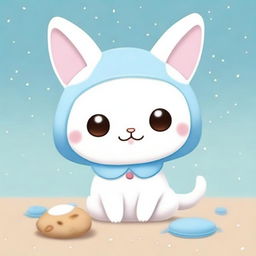 An adorable image of a cat with a twist - it has the face of Cinnamoroll, the popular Sanrio character