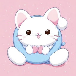 An adorable image of a cat with a twist - it has the face of Cinnamoroll, the popular Sanrio character