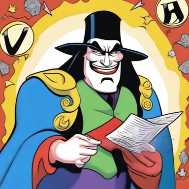 In the cartoon, the villain tries to amass the power of the letter stock to gain control over the world.