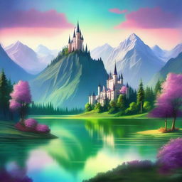 A high-quality digital art piece depicting a fantastical landscape