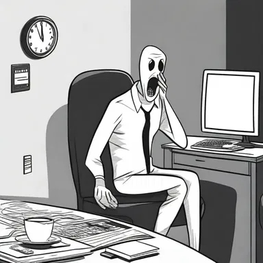 The salaried employee watched a horror movie alone in the dark and couldn't sleep all night.