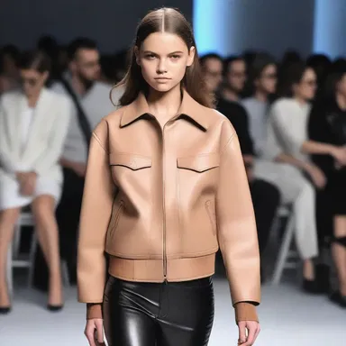 She wore a stylish jacket made of imitation leather to the fashion show.