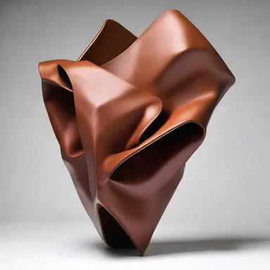 The artist showcased her creativity by incorporating imitation leather into her sculpture.