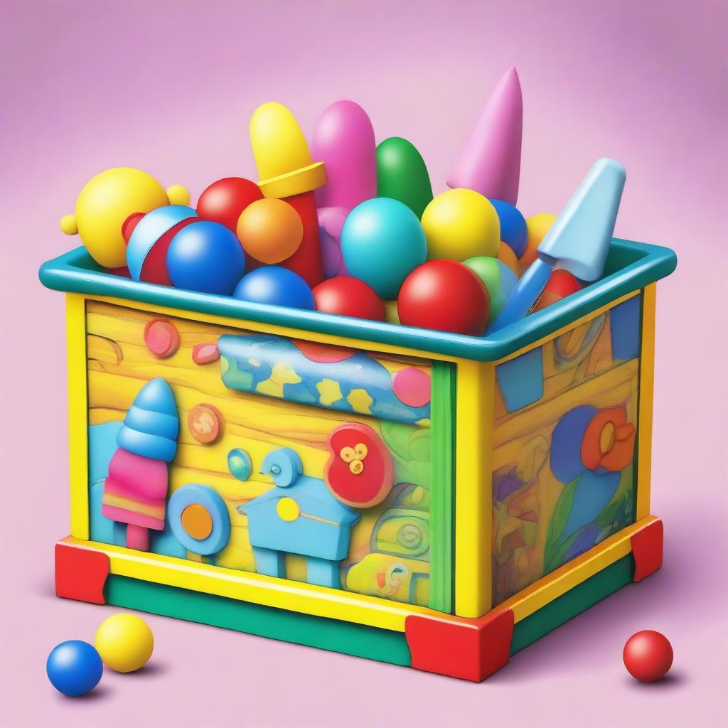 This is a high-resolution digital art image of a toy box