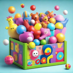 This is a high-resolution digital art image of a toy box