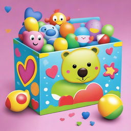 This is a high-resolution digital art image of a toy box