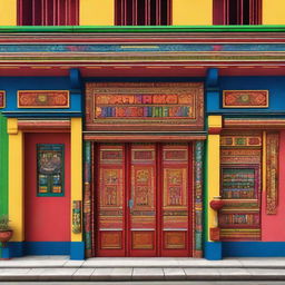 A vibrant digital art image showcasing the facade of a Central American clothing store