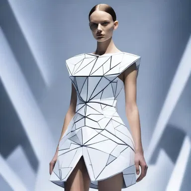 The fashion designer incorporated a polygonal shape into the design of a futuristic dress.
