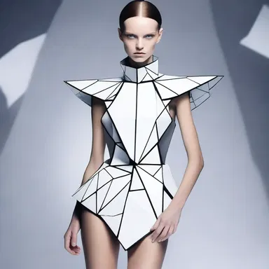 The fashion designer incorporated a polygonal shape into the design of a futuristic dress.
